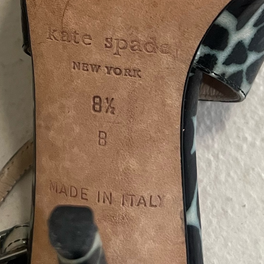 KATE SPADE Black/Sand Mini Giraffe Print‎ Sling Back Heels Size 8.5 - Picture 9 of 10